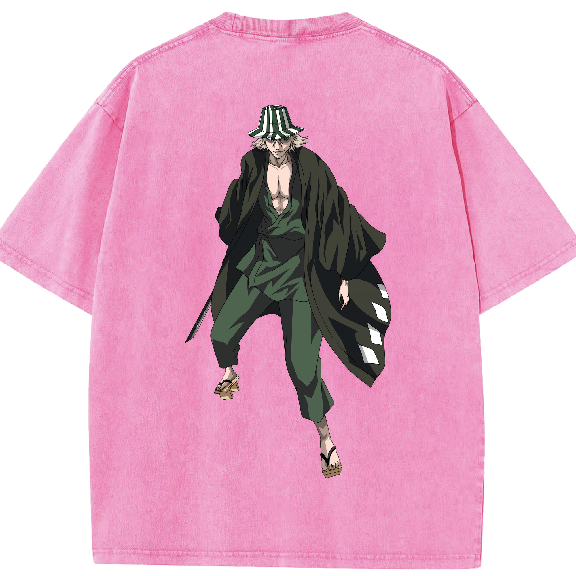 （画像用） "ブリーチ 浦原 喜助（うらはら きすけ） BLEACH Urahara Kisuke " 綿100% ヴィンテージ風 半袖Tシャツ（背面プリント）